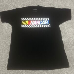 NASCAR Mens L Logo Graphic Tee Black Short Sleeve Racing Sportswear T-Shirt